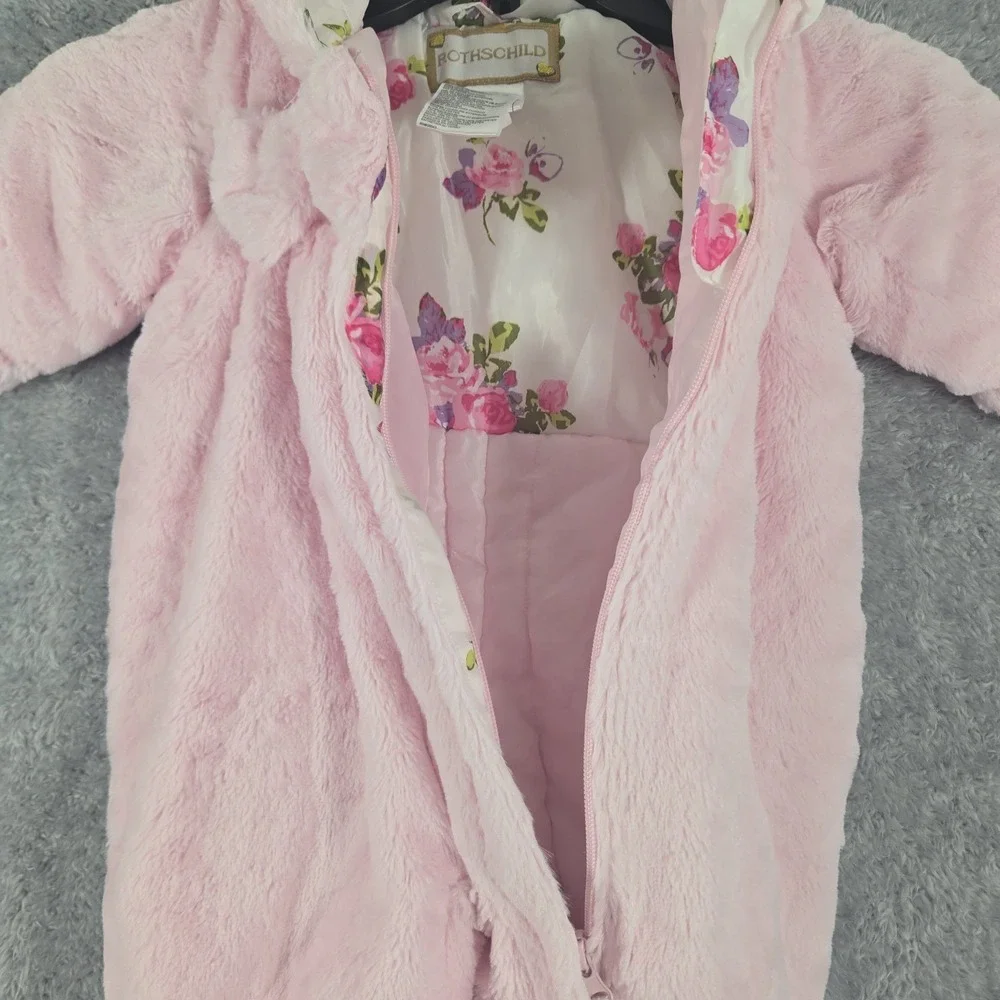 Rothschild Infant Girl Pink Floral Pramsuit Snowsuit Size 6-9 Months Warm